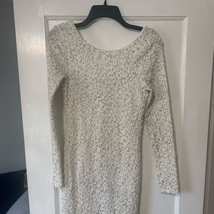 Gold /silver hint fleck long sleeve polyester dress